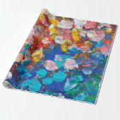 Abstrakter Punktstrich mit Pinselstrich, Acryl und Geschenkpapier (Ungerollt)