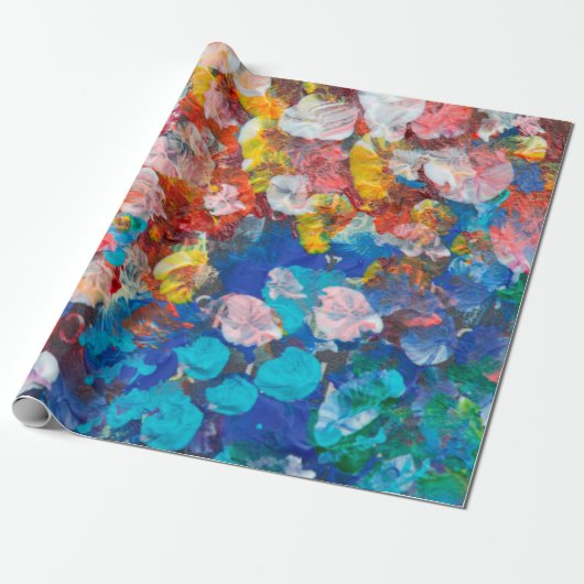 Abstrakter Punktstrich mit Pinselstrich, Acryl und Geschenkpapier (Ungerollt)