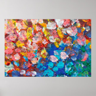 Abstrakter Punktstrich mit Pinselstrich, Acryl und Poster