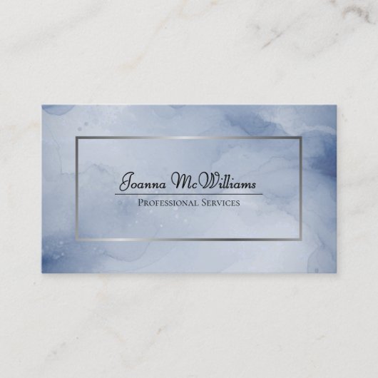 Abstrakter QR-Code für Dusty Navy & Silver Visitenkarte (Vorderseite)