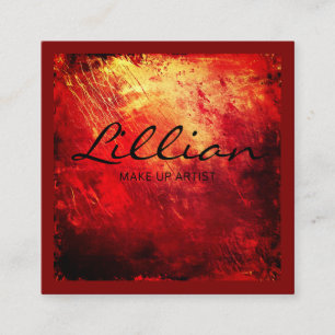 Abstrakter QR-Code in Luxusrot und Gold Quadratische Visitenkarte