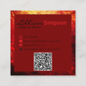 Abstrakter QR-Code in Luxusrot und Gold Quadratische Visitenkarte (Rückseite)