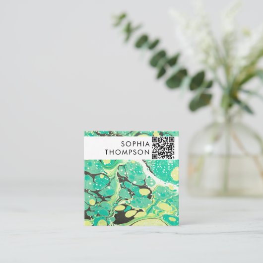 Abstrakter QR Code Social Media Quadratische Visitenkarte (Stehend Vorderseite)