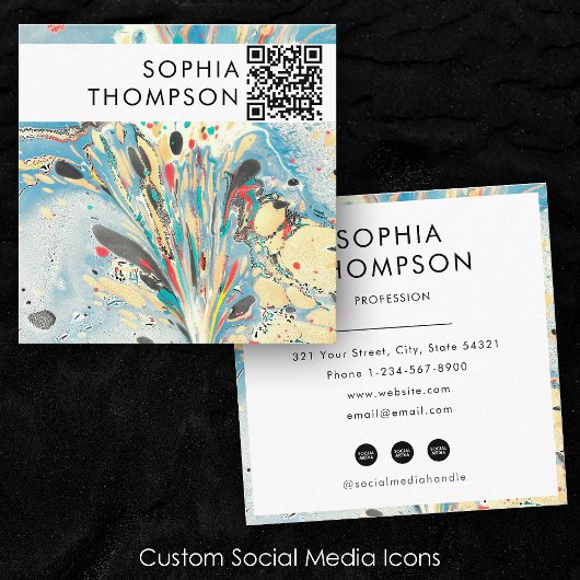 Abstrakter QR Code Social Media Quadratische Visitenkarte