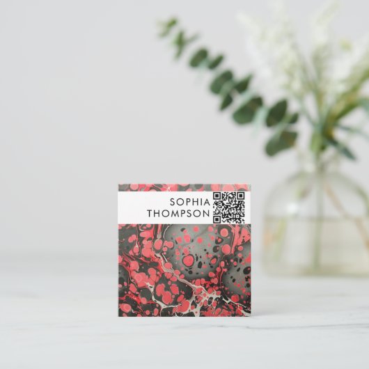 Abstrakter QR Code Social Media Quadratische Visitenkarte (Stehend Vorderseite)