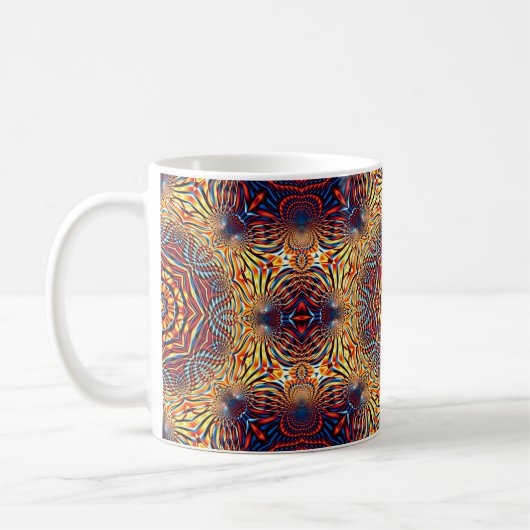 Abstrakter quadratischer Hintergrund. Symmetrische Kaffeetasse (Links)