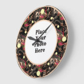 Abstrakter Rahmen mit Roter Flora und Foto Große Wanduhr (Winkel)
