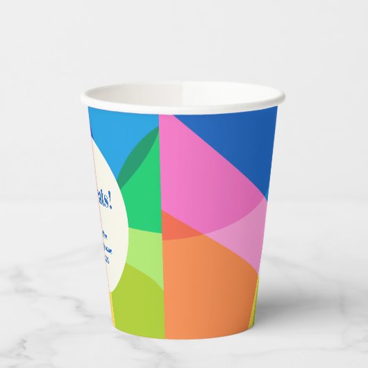 Abstrakter Rainbow Custom Abschluss Herzlichen Glü Pappbecher (Links)