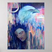 Abstrakter Realismus Eagle & Woman Portraitmalerei Poster (Vorne)