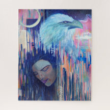 Abstrakter Realismus Eagle & Woman Portraitmalerei