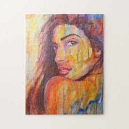 Abstrakter Realismus Female Portrait Street Art Puzzle