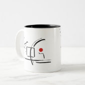 Abstrakter Red Ball & Lines Zeichnend Zwei-Tone-Ka Zweifarbige Tasse (Vorderseite Links)