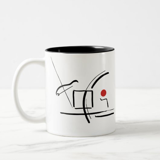 Abstrakter Red Ball & Lines Zeichnend Zwei-Tone-Ka Zweifarbige Tasse (Links)