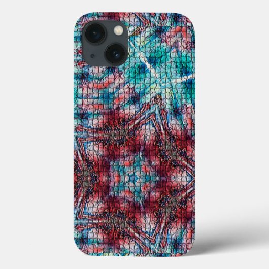 ABSTRAKTER RED BLUE MOSAIC STAR Case-Mate iPhone HÜLLE (Rückseite)