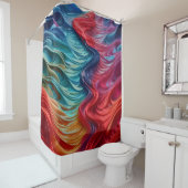 Abstrakter Red Blue Ocean Waves Duschvorhang (Beispiel)