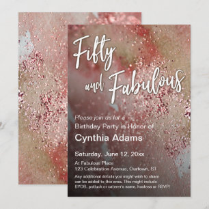 Abstrakter Red Watercolor Glitzer 50 und fabelhaft Einladung