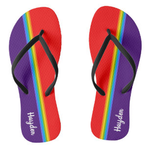 Abstrakter Regenbogen Cool Name Badesandalen