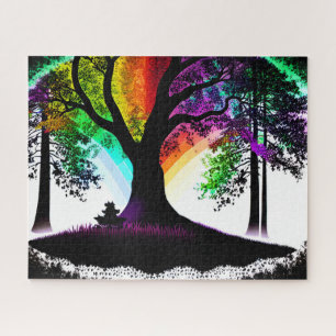 Abstrakter Regenbogen-Eukalyptus-Wald Puzzle