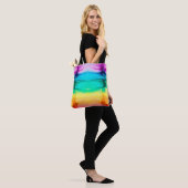 Abstrakter Regenbogen farbiger Hintergrund, Tapete Tasche (Am Model)