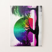 Abstrakter Regenbogen hinter den Silhouetten des S Puzzle (Vertikal)