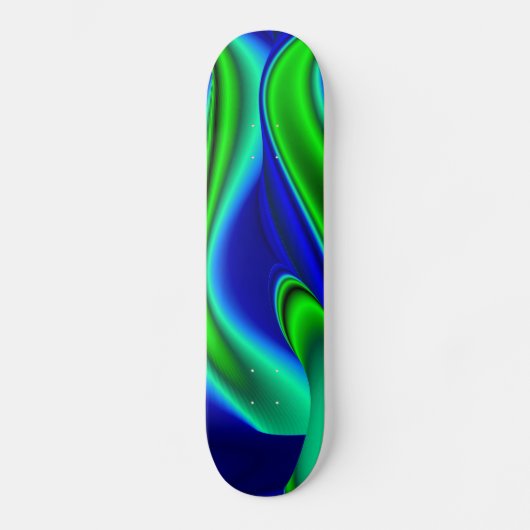 Abstrakter Regenbogen in grün und blau Skateboard (Vorderseite)