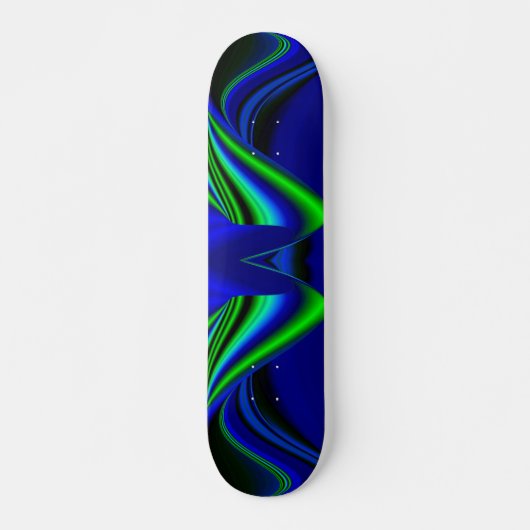 Abstrakter Regenbogen in grün und blau Skateboard (Vorne)
