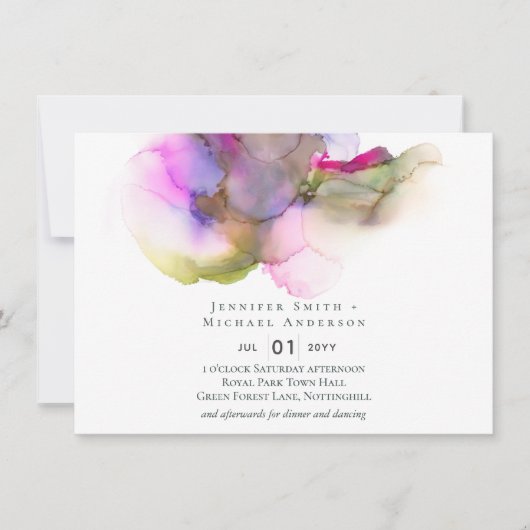 Abstrakter Regenbogen Lila Hochzeit (Vorderseite)
