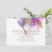 Abstrakter Regenbogen Lila Hochzeit Einladung (Stehend Vorderseite)