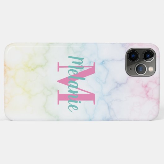 Abstrakter Regenbogen Marmor Rosa Gelb Case-Mate iPhone Hülle (Rückseite (Horizontal))