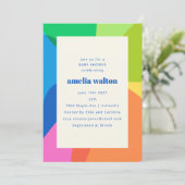 Abstrakter Regenbogen Moderne Babydusche Einladung (Stehend Vorderseite)