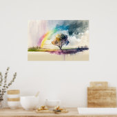 Abstrakter Regenbogen nach Regenwasser Poster (Küche)