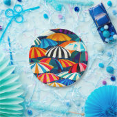 Abstrakter Regenbogen Strand Umbrella Pappteller (Party)