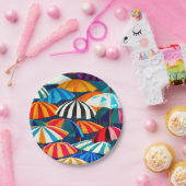 Abstrakter Regenbogen Strand Umbrella Pappteller (Party)