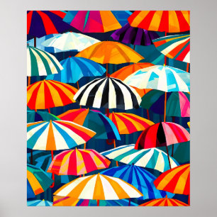 Abstrakter Regenbogen-Strandsonnenschirm Poster