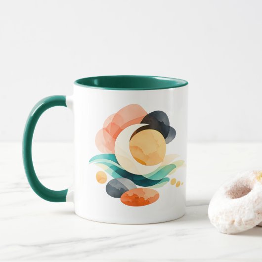 Abstrakter Regenbogen-Topf-des-Goldes-St.-Patricks Tasse (Mit Donut)