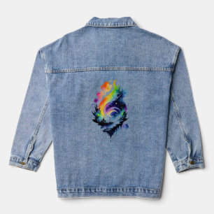 Abstrakter Regenbogen Wasserfarbener Fantasie Land Jeansjacke