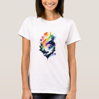 Abstrakter Regenbogen Wasserfarbener Fantasie Land T-Shirt