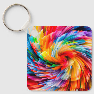 Abstrakter Regenbogen Wirbel Modern Schlüsselanhänger