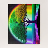 Abstrakter Regenbogenbaum Silhouette Art Puzzle (Vertikal)