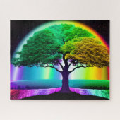 Abstrakter Regenbogenbaum Silhouette Art Puzzle (Horizontal)