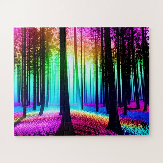 Abstrakter Regenbogenbewald Puzzle (Horizontal)