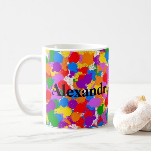 Abstrakter Regenbogenfarbstoff Spritzer Kaffeetasse (Mit Donut)