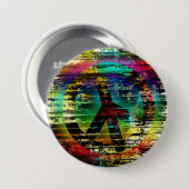 Abstrakter Regenbogengrunge-Friedensknopf Button (Vorne & Hinten)