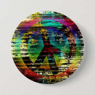 Abstrakter Regenbogengrunge-Friedensknopf Button