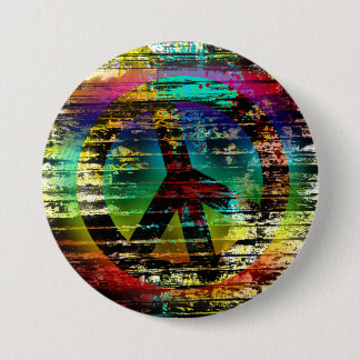 Abstrakter Regenbogengrunge-Friedensknopf Button