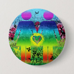Abstrakter Regenbogengrunge-Liebe-Knopf Button