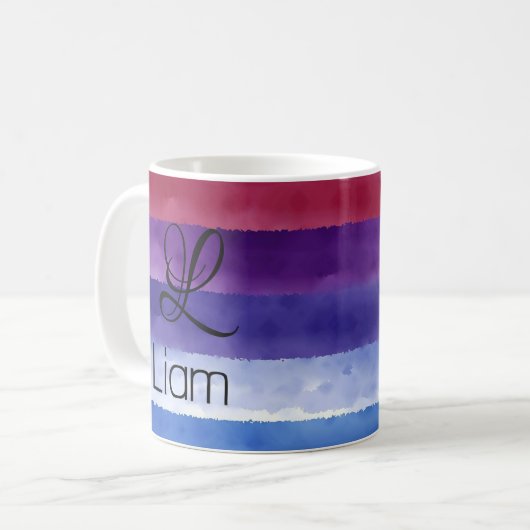 Abstrakter Regenbogenname Initial-Monogramm-Kaffee Kaffeetasse (Vorderseite Links)