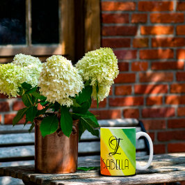 Abstrakter Regenbogenname Monogramm Kaffeetasse