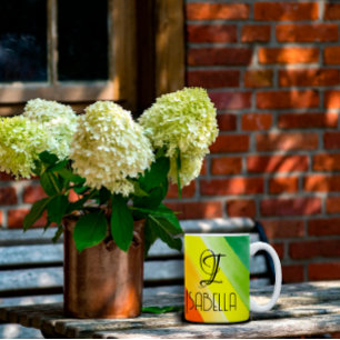 Abstrakter Regenbogenname Monogramm Kaffeetasse