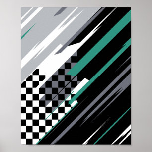 Abstrakter Rennsport-Hintergrund mit diagonalen St Poster